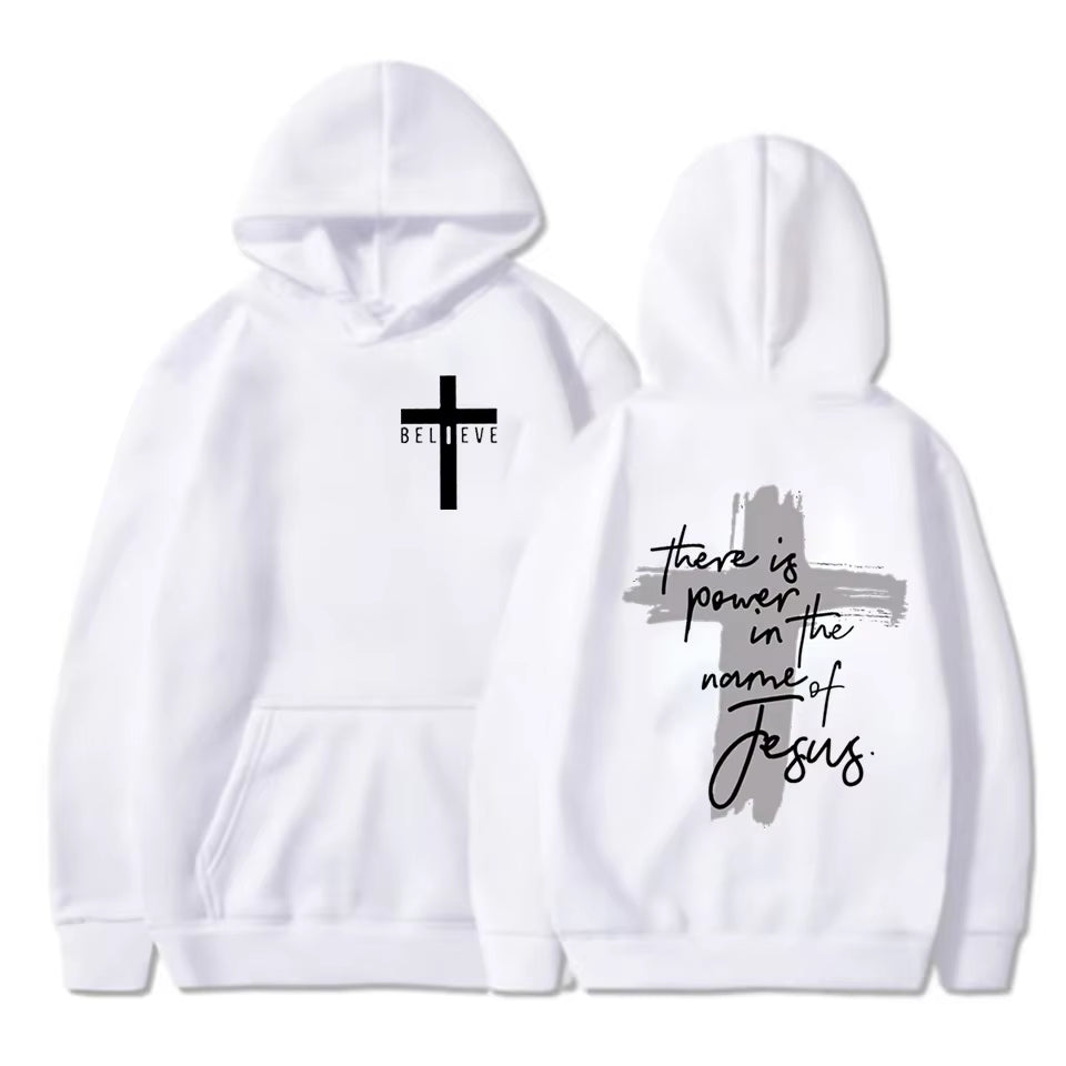 Women/Men Christian Faith Essential Hoodies There Is Power in the Name of Jesus Graphic Hoodie Unisex Cross Faiths Sweatshirts