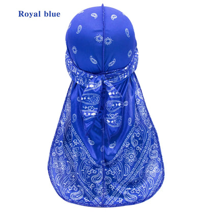 Amoeba Silky Durags Extra Long Tail Colorful 360 Waves Doo Rag for Men Durag Capwide Straps Durag Cap Silky Satin Durag Bandana