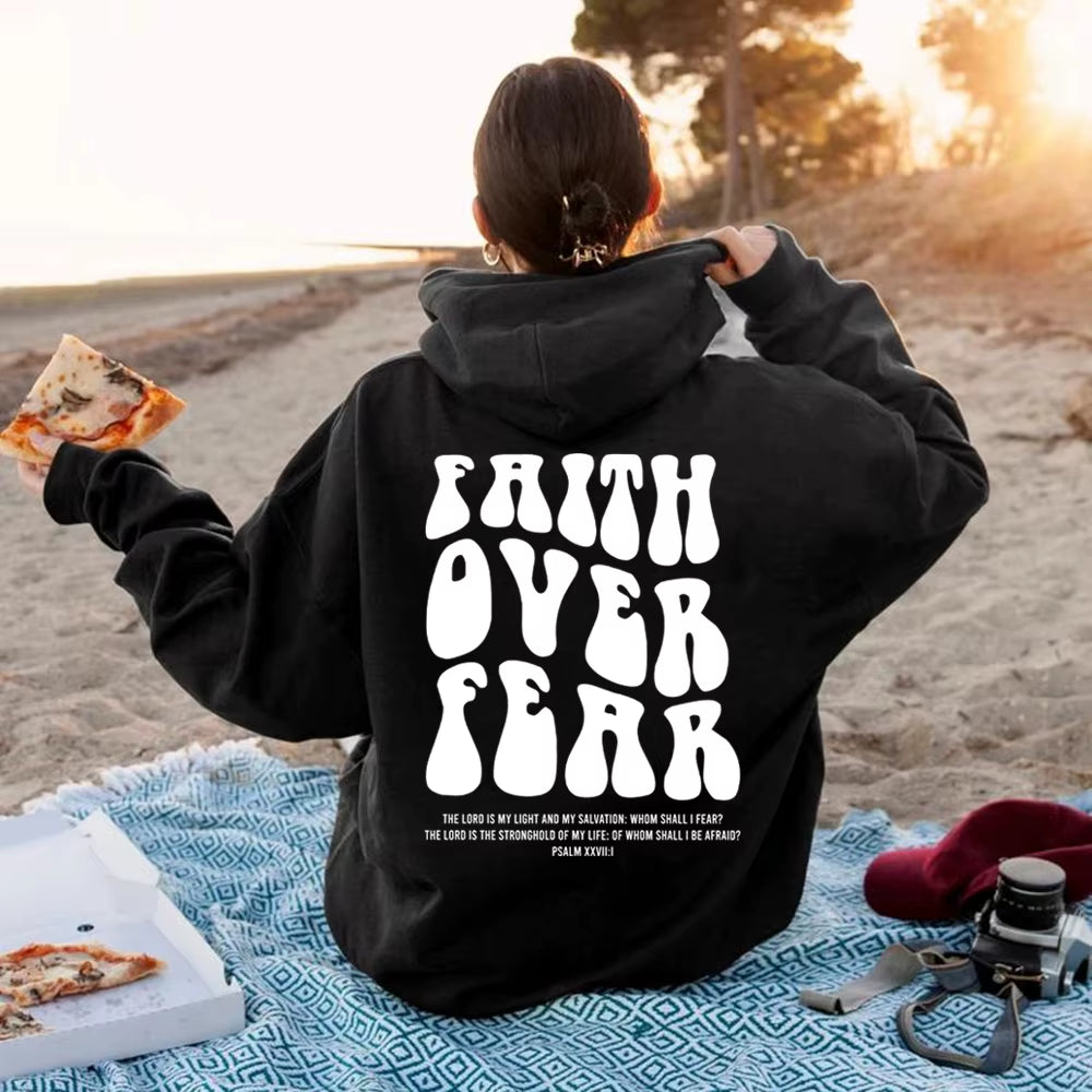 Faith over Fear Christian Hoodie Aesthetic Christian Sweatshirts Jesus Hoodie Women Graphic Hoodies Religious Pullovers Top